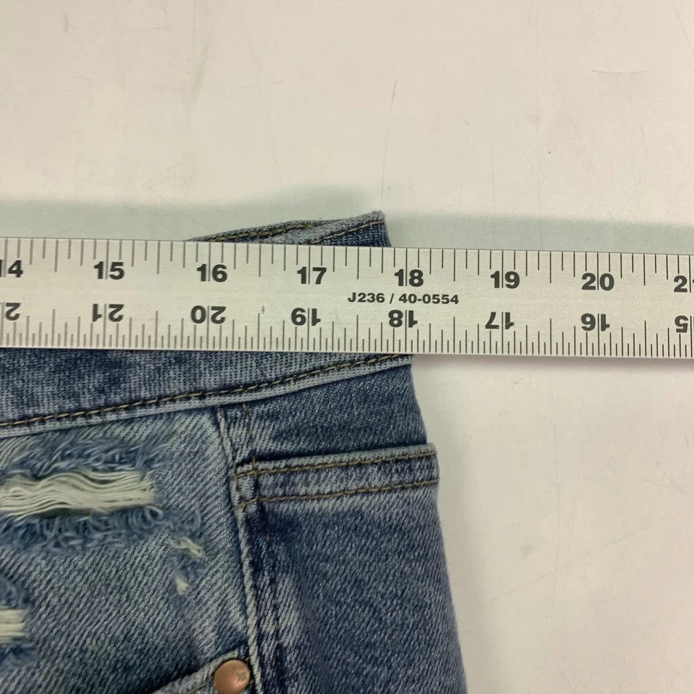 Judy Blue Womens Straight Distressed Jeans High Rise Straight Leg Raw Hem SZ 14W